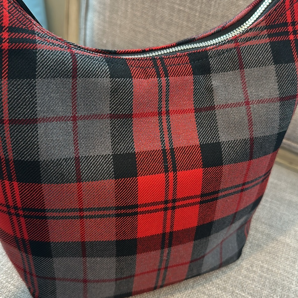 Coach Red and Black Plaid Mini Bag - Picture 14 of 16